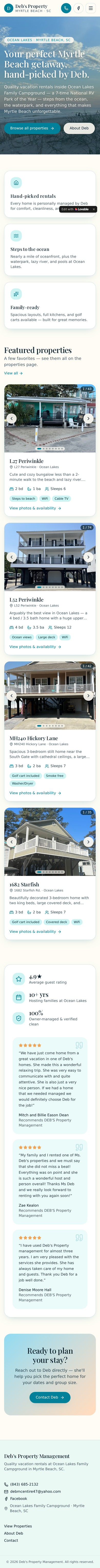 Deb's Property Management mobile preview